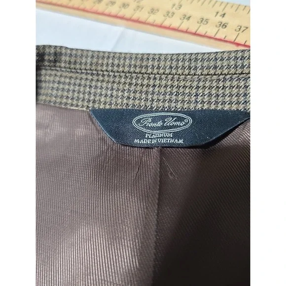 PRONTO UOMO BrownHerringbone PLATINUM WOOL SPORT COAT 50S blazer suit jacket